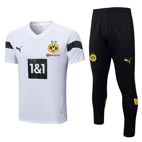 Camiseta Borussia Dortmund Conjunto Completo 2023/24 Blanco Negro